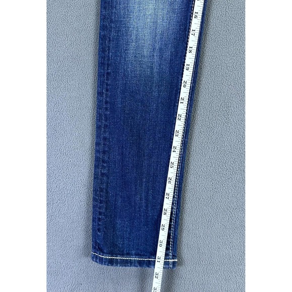 Miss Me Jeans 26 Blue Skinny Fluer De Lis Rhinestone Embroidered Bling Y2K Denim - Picture 5 of 8